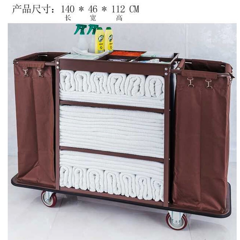 酒店双边布草车宾馆保洁车工作车客房单边双边房口车不锈钢推车