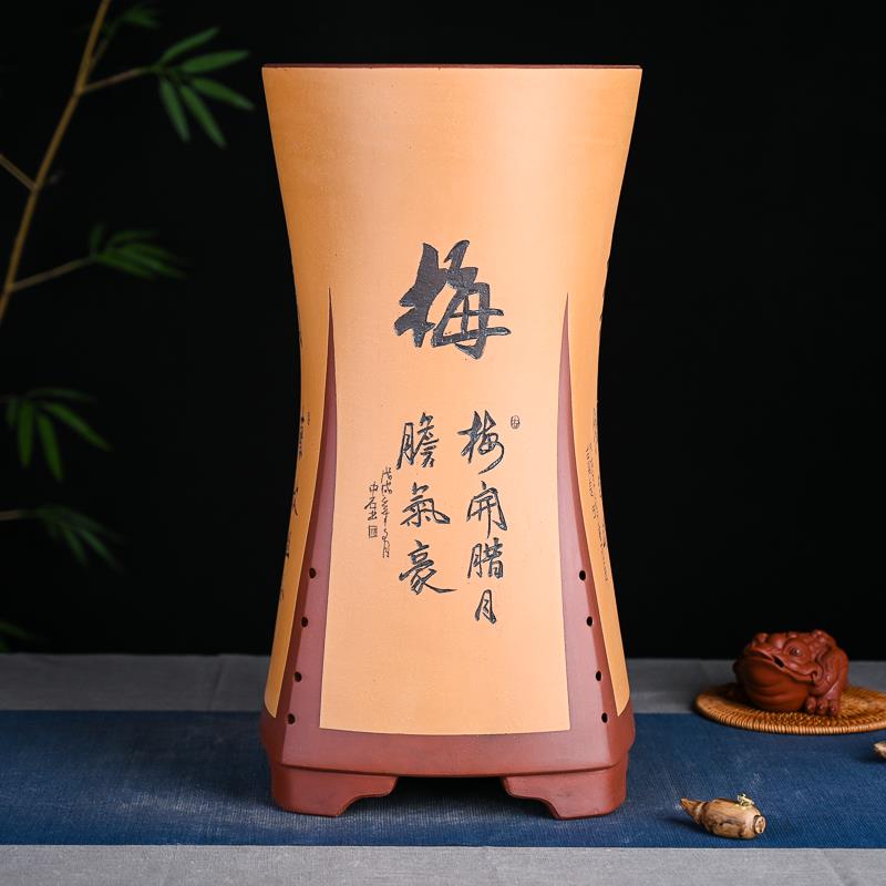 大号 紫砂四方兰花盆多肉花盆陶瓷创意古典粗陶绿植 君子兰盆