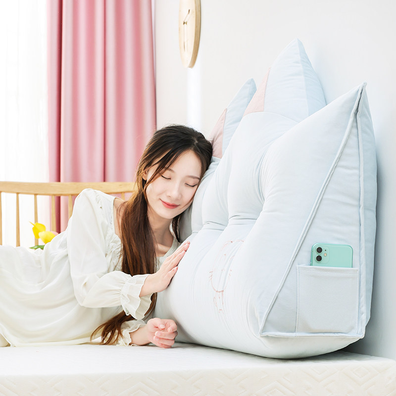 可爱吸晴 床上靠枕大靠背床头靠垫软包2023新款榻榻米蓝色靠枕