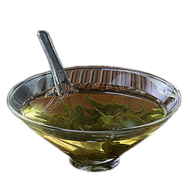 日式斗笠花朵大碗泡茶碗手工耐热玻璃茶海茶匙小号果盘碗茶道配件