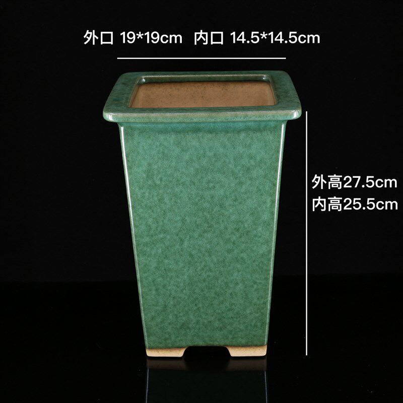 新款高档精品宜兴名家秦夕洪高四方均绿釉面签筒千筒紫砂盆景盆