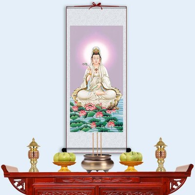 慈航道人画像慈航真人普渡挂画神仙画水陆画客厅玄关装饰画卷轴画