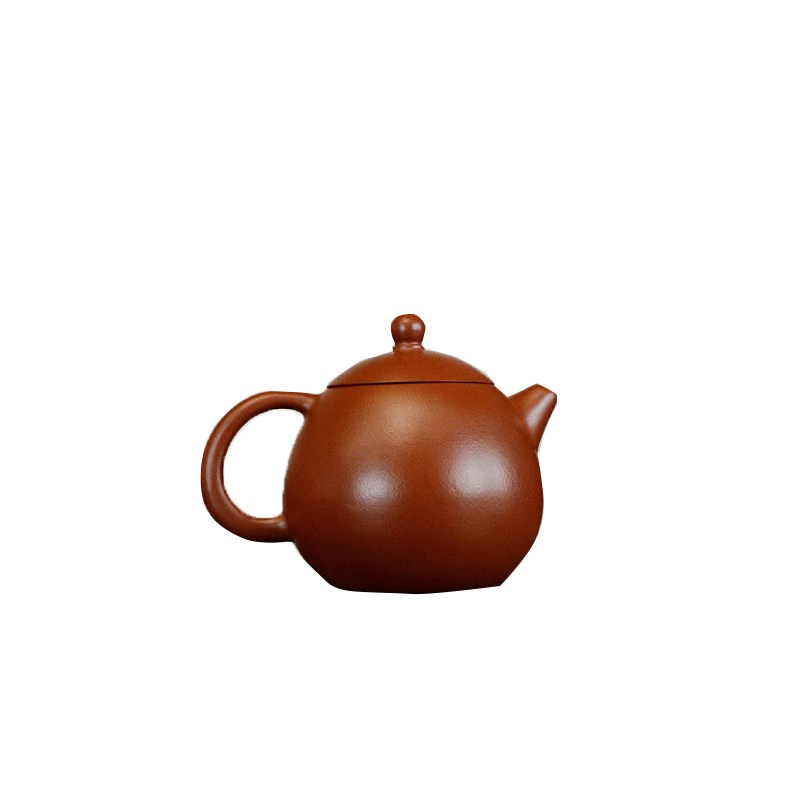 宜兴紫砂壶朱泥龙蛋壶130CC中式家用泡茶壶手工紫砂功夫茶具茶壶