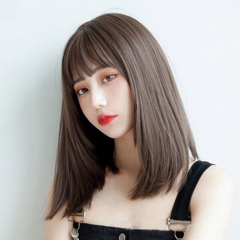 刘海假发新款2025年女长发时尚自然真发全真人发全头套短发丸子头