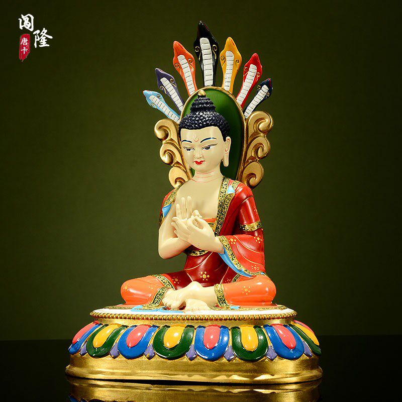 闯隆家居摆件手工彩绘《龙树菩萨》铜像室内桌面工艺装饰品摆件