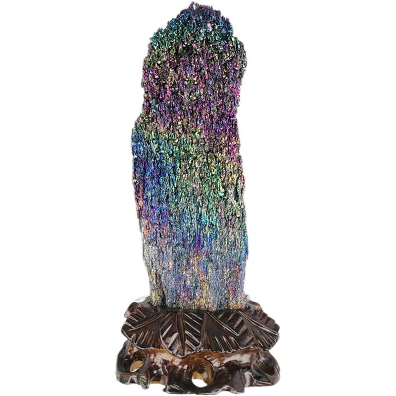 天然炫彩水晶簇七彩矿原石摆件精品碳化硅晶体科普矿物奇石观赏石