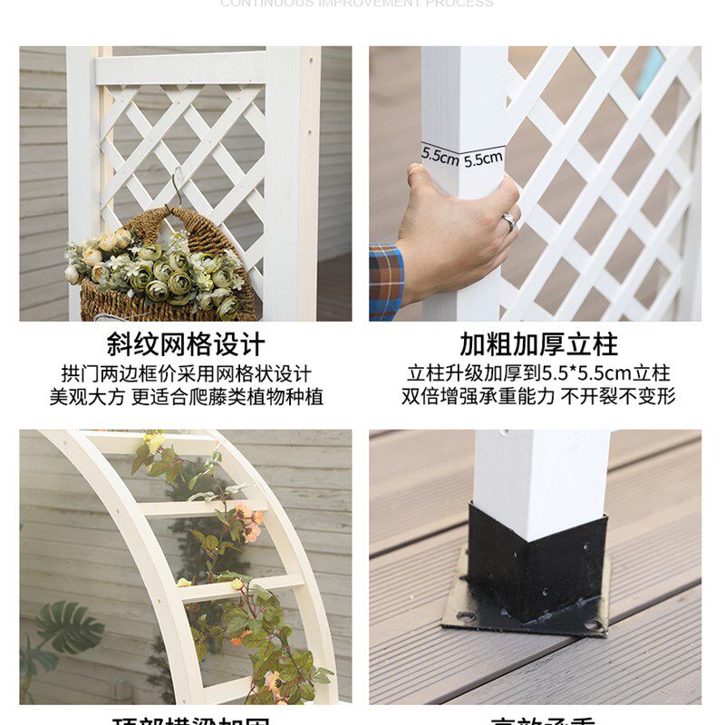 防腐木别墅拱门花架户外庭院木质拱形门室外花园入户月季爬藤架子