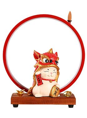 招财猫舞狮可爱结婚礼物中式陶瓷家居客厅玄关电视柜酒柜装饰摆件
