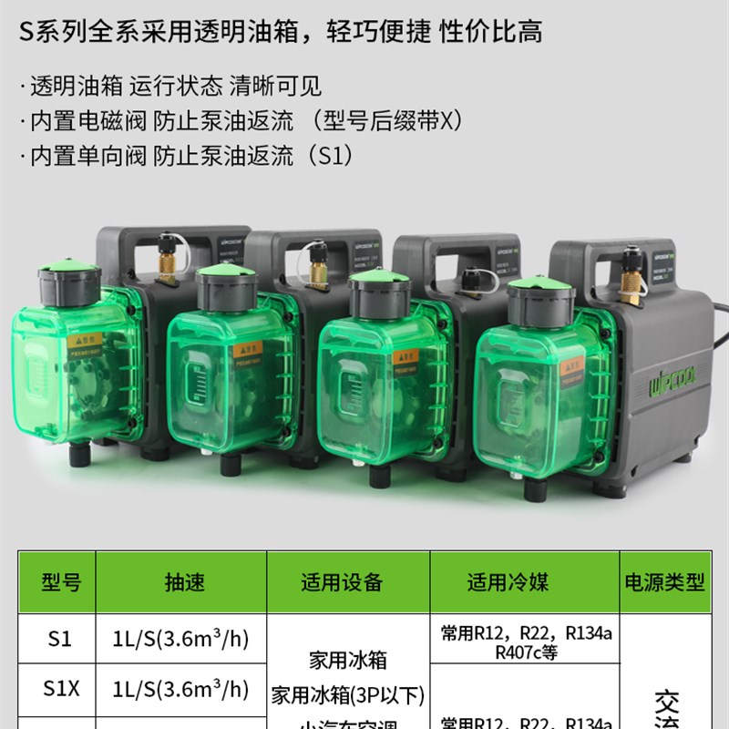 维朋真空泵R22冷媒空调维修R410AR32冰箱单双级实验抽滤抽气泵图片