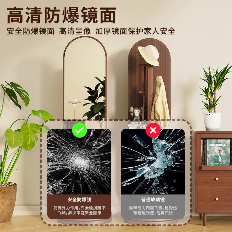 旋立可移身动全式镜全身KJS-82落地镜家用卧室挂衣帽架镜子一体全