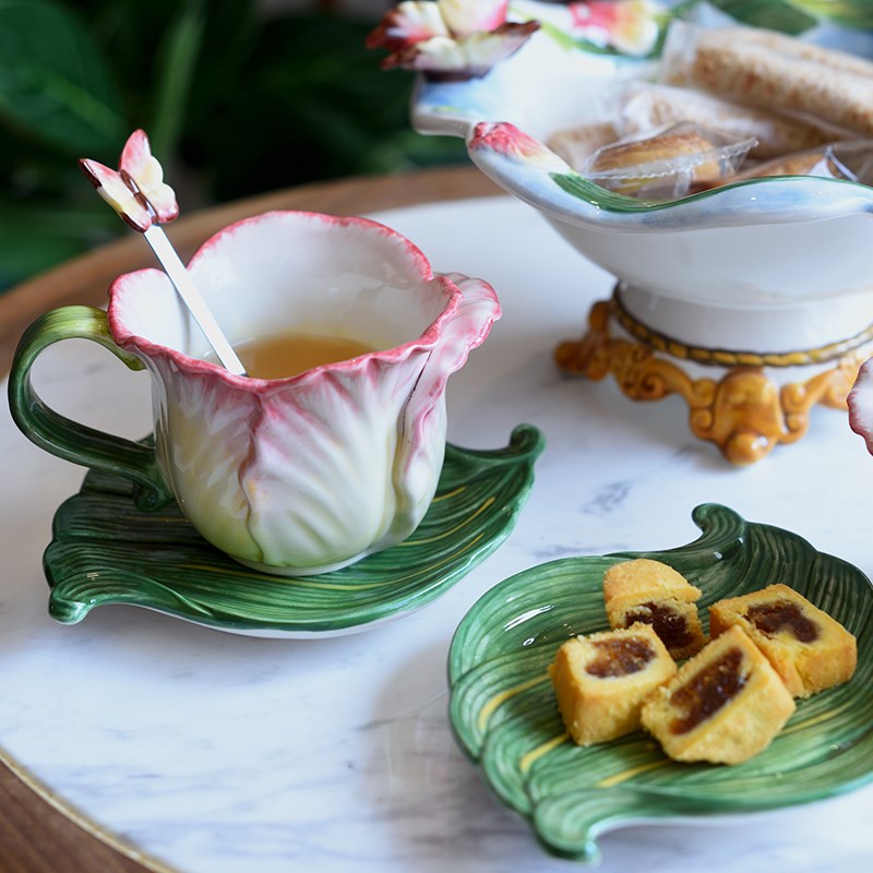 方亚陶瓷郁金香咖啡杯盘组下午闺蜜泡花茶杯送新婚礼品
