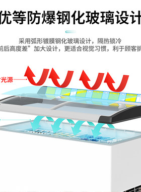 雪糕冰激凌柜商用透明玻璃盖推拉门超市展示柜冰柜冷藏冷冻冰箱