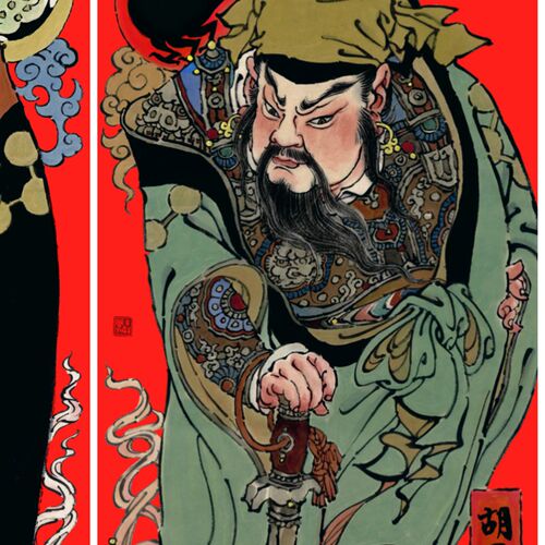 云中工作室第七版年画组门神周一新秦琼尉迟收藏临摹镇宅驱邪避凶