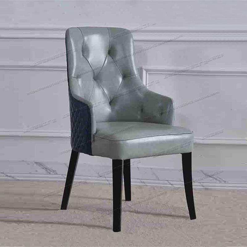 北欧简约实木皮艺餐椅美式高背休闲椅酒店接待洽谈椅家用餐厅椅子