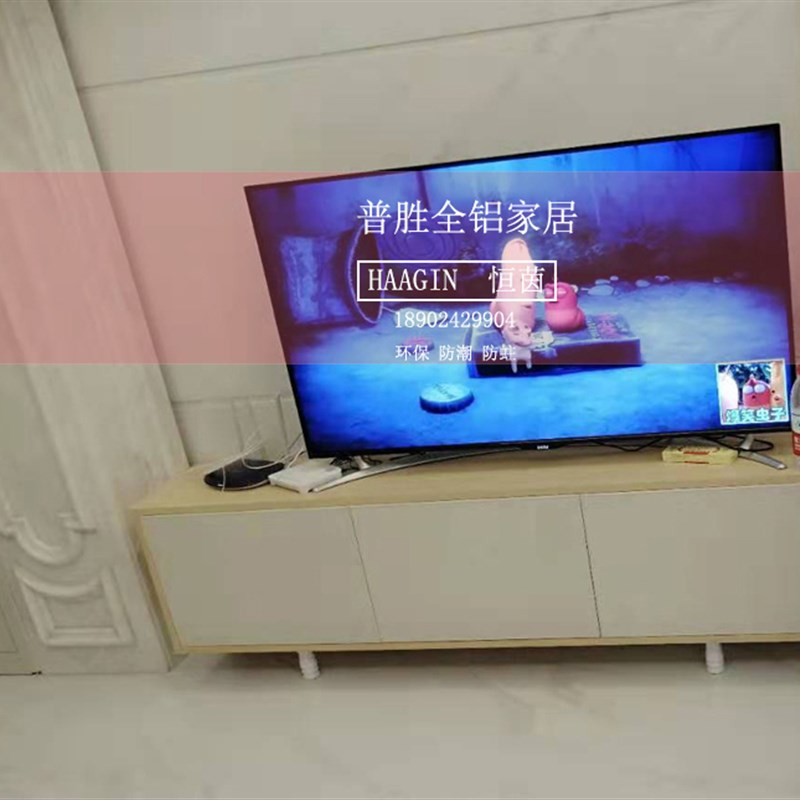 北欧轻奢全铝合金电视柜家具矮柜地柜网红平开门客厅简约白色定制