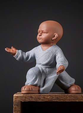 创意陶瓷功夫太极八式人物雕塑禅意摆件桌面摆件办公室个性装饰品