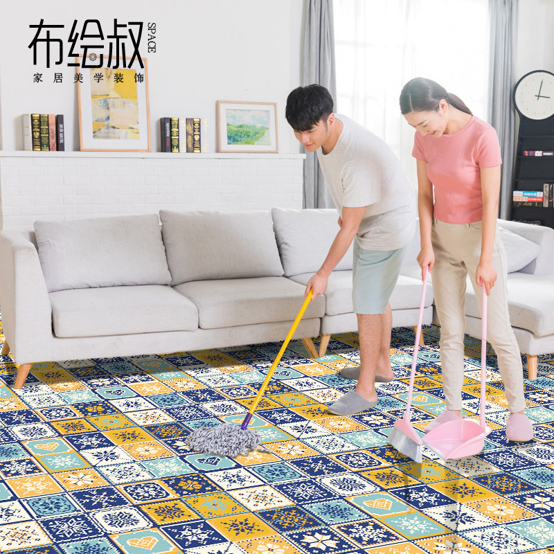 浴室卫生间厨房地砖地面瓷砖防水防滑耐磨自粘地板翻新改造地贴纸