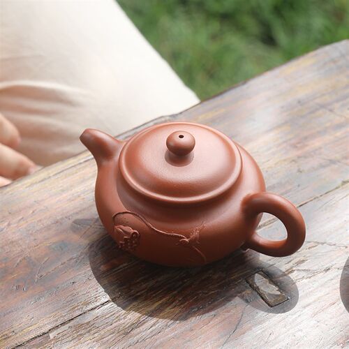 正宗宜兴紫砂壶名家纯手工全原矿朱泥大红袍家用泡茶壶具堆花仿古