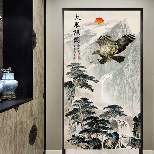 中式马到成功大展宏图办公室挂帘卧室书房客厅隔断帘卫生间门帘子