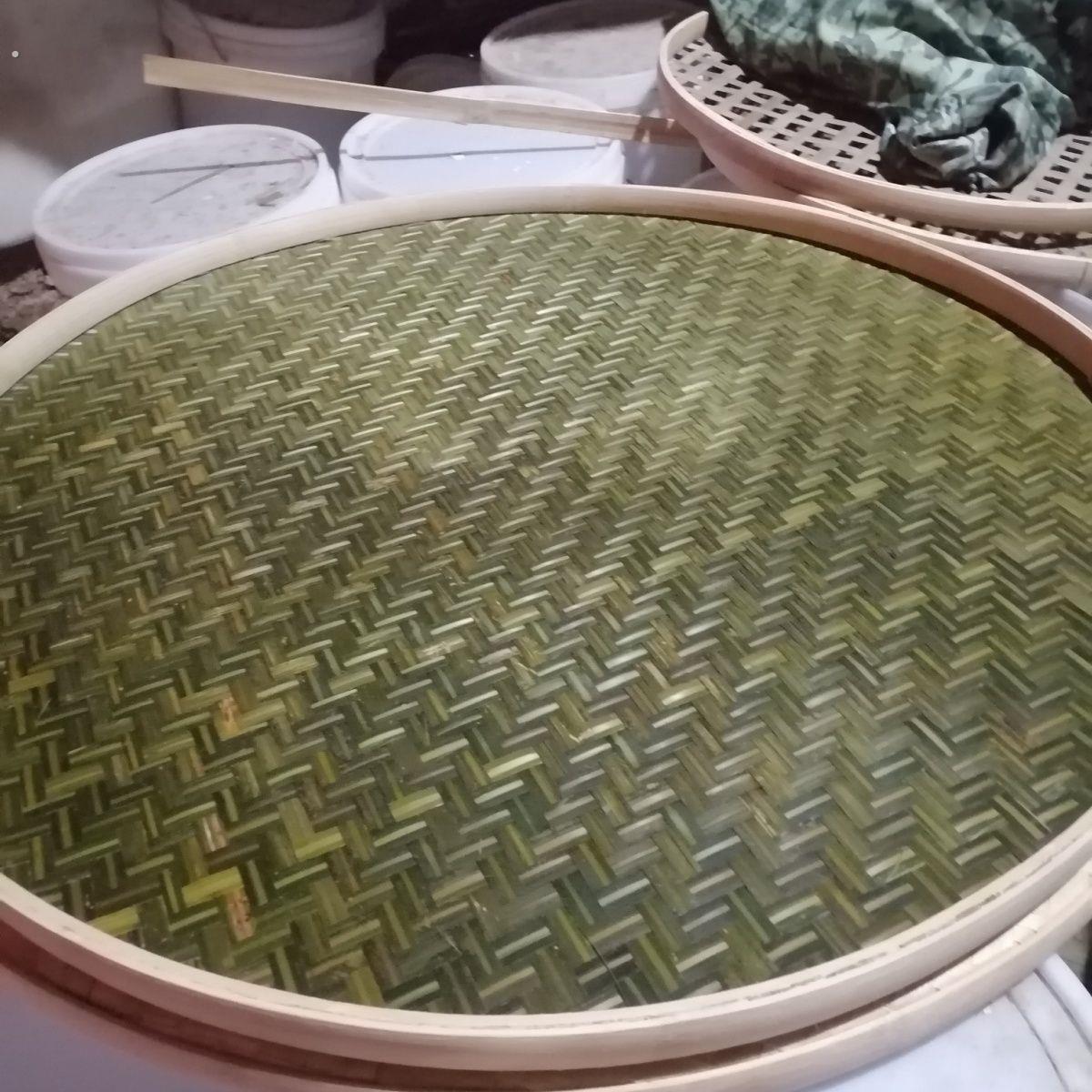 竹青簸箕竹编晾晒老式圆形无孔晾晒筐家用竹青皮竹筛子老式簸箕