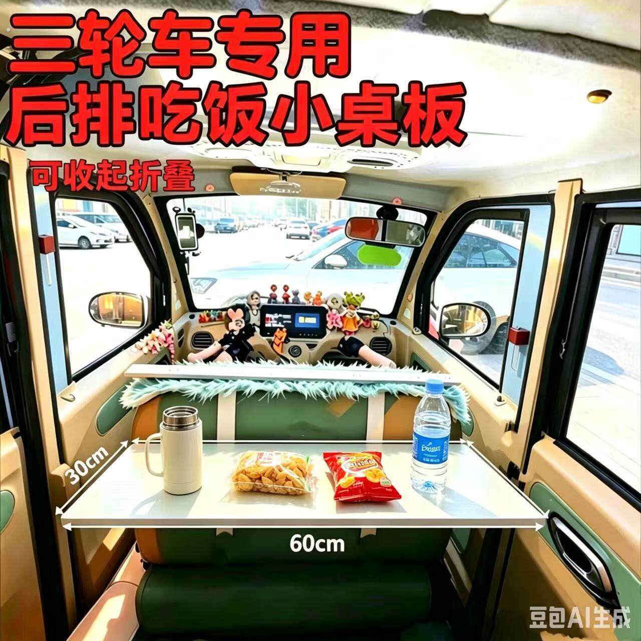 【三轮车改造神器】三轮车折叠小桌板创意免打孔置物架车载餐盘架