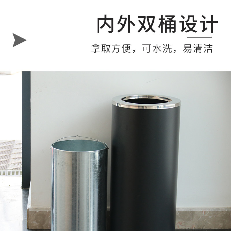 科灵楼道不锈钢垃圾桶公用烟灰桶大号酒店商场商用摇盖户外电梯口