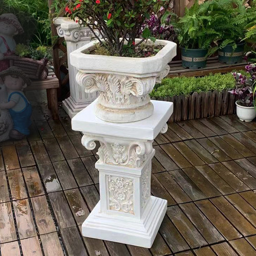 欧式高脚罗马柱花盆摆件大号圆客厅婚庆礼路引玄关园别墅门口装饰