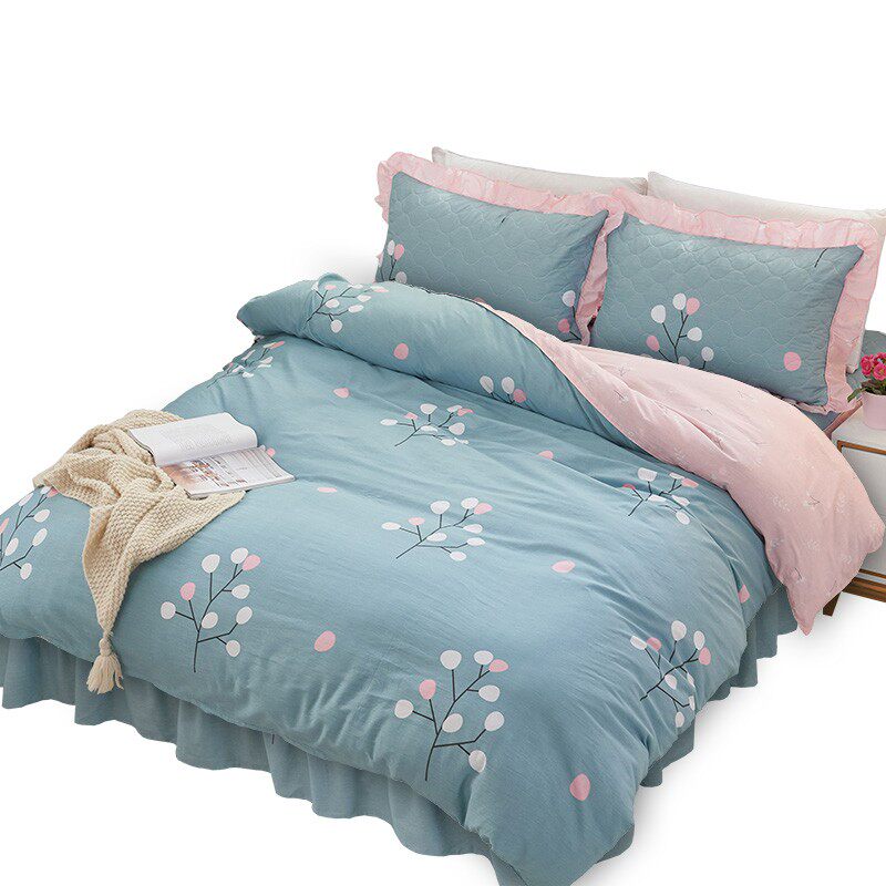夹棉床裙四件套全棉纯棉被套加厚床罩式床上用品4件套1.5米1.8m床