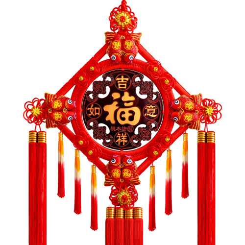 新款桃木中国结客厅大号福字玄关挂件镇宅平安结装饰乔迁新居送礼