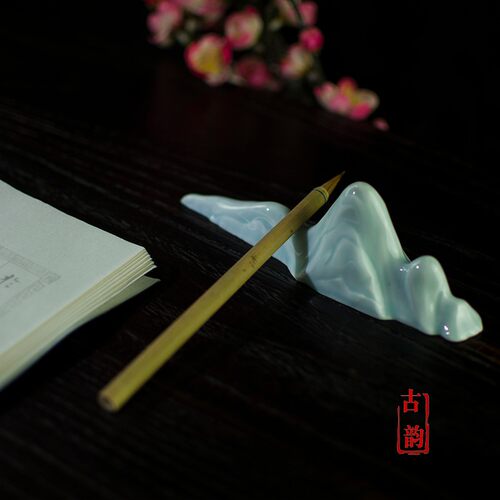 景德镇陶瓷手工笔搁笔架山子文房书桌摆件搁笔架创意文创礼品摆件