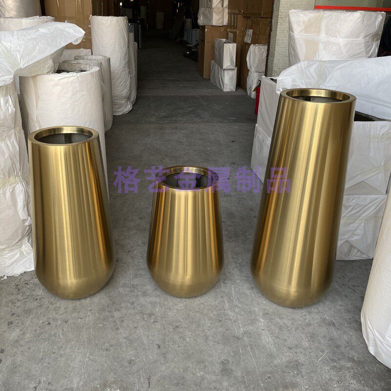 花器 花瓶不锈钢 新款景观花钵金属落地花盆 各种款式颜色定制