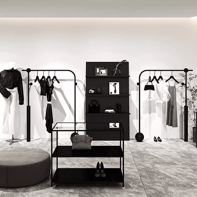 黑色加粗上墙挂衣架服装店陈列货架衣服展示架女装店专用简约铁艺