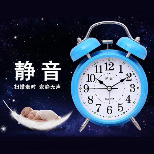小闹钟学生用夜光静音床头简约闹铃儿童创意个性卧室钟表超大声音
