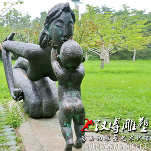 玻璃钢仿铜人物雕塑母子母爱雕塑城市广场公园林步行街亲情铜雕塑