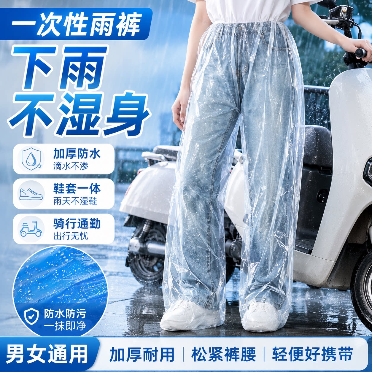 包脚一次性封脚雨裤鞋长款加厚户外便携式雨衣漂流防水裤男女通用图片