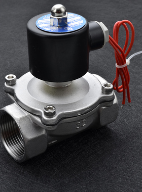 304不锈钢电磁开关阀2w不锈钢水阀气阀电磁阀常闭220v24v12v DN20
