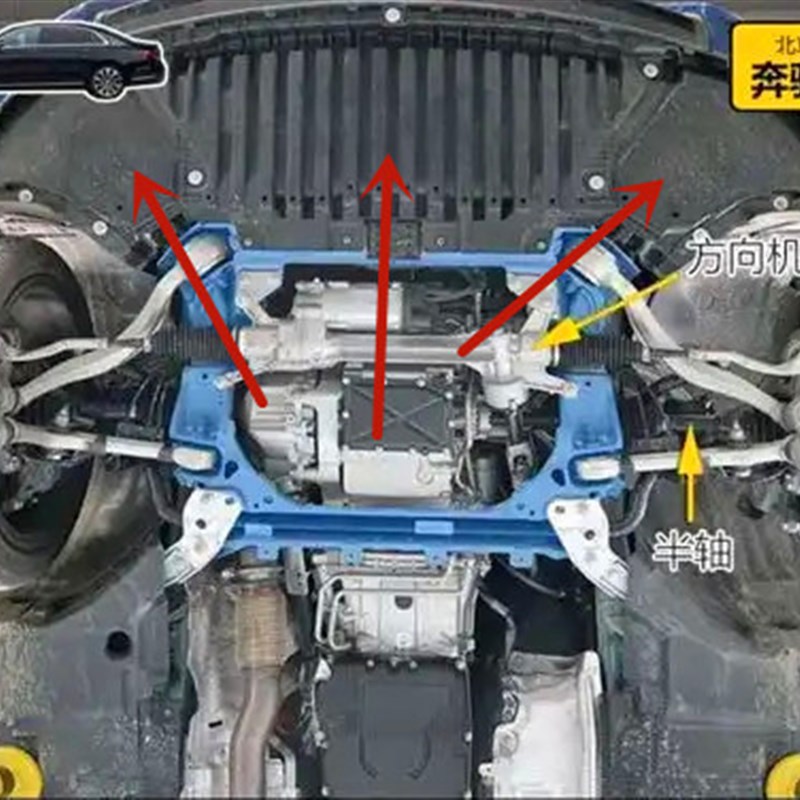 适用奔驰E级前杠下护板E300L三角板E260L底盘挡泥板E200L前唇护板