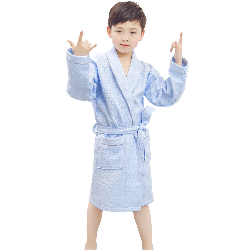 儿童浴袍男童夏季薄款纯棉女孩带帽中大童春秋游泳吸水小孩睡袍