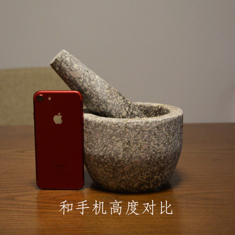麦饭石石臼头手动捣蒜器锤家用蒜泥窝子罐研磨器对窝打碎机包邮