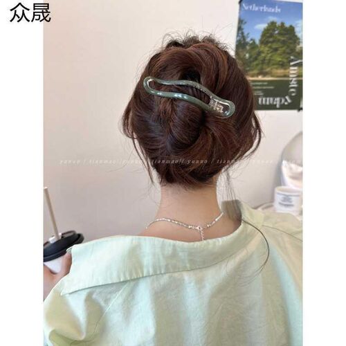 新款发夹女后脑勺盘发神器发量少气质一字夹2023新款夹子头饰