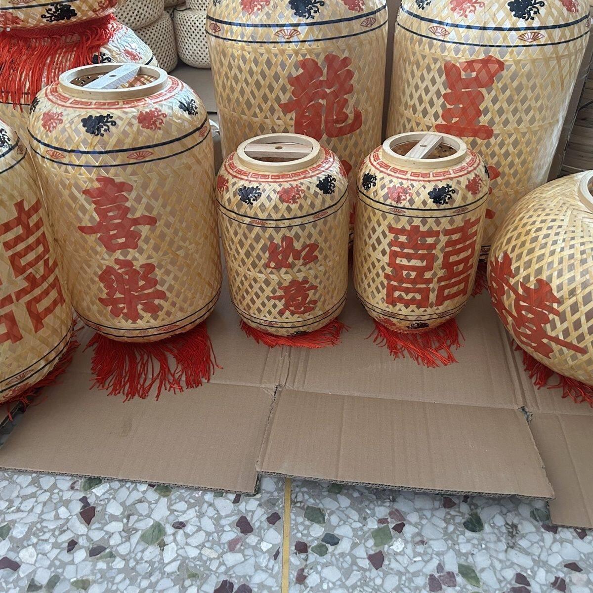 称心如意油纸灯笼摄影灯笼套件现货婚礼婚庆竹编中国风圆形