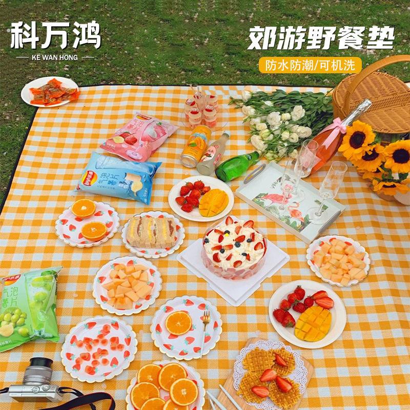户外野餐垫加厚款防水郊游露营便携坐垫防潮垫春游沙滩可折叠地席