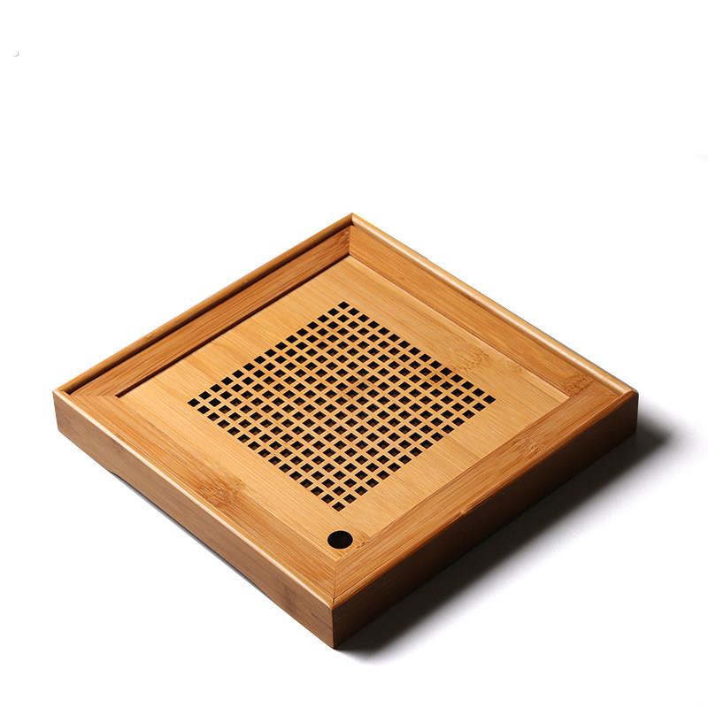 晟佑竹制小茶盘方形干泡盘小号竹制迷你储水式托盘茶海台功夫茶具