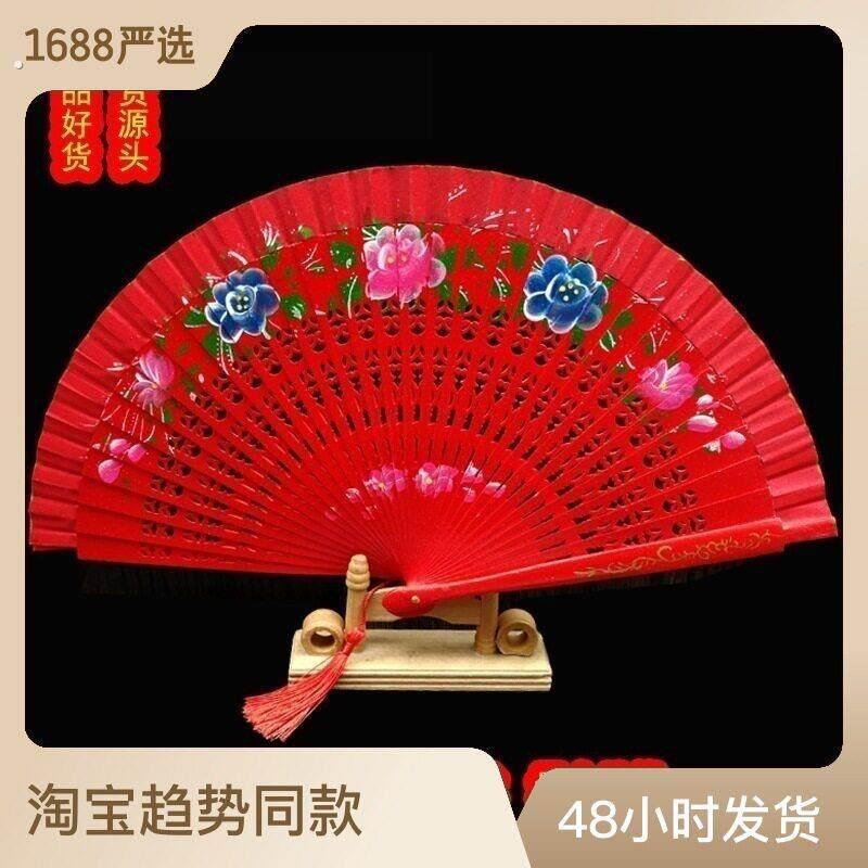 厂家直销木扇舞蹈扇舞台表演模特旗袍走秀扇好开合易收拢双面折扇