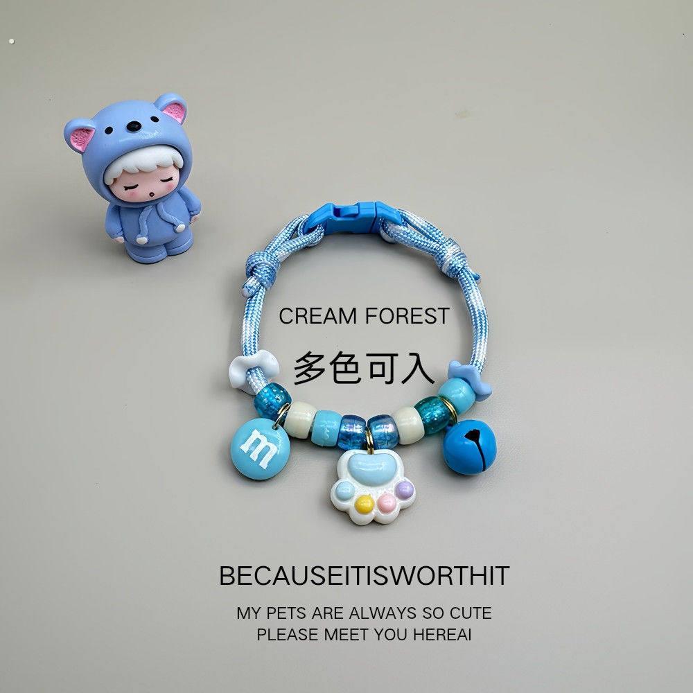 宠物猫咪狗狗项圈撞色编织可调节爱心笑脸项链清新围脖项链泰迪