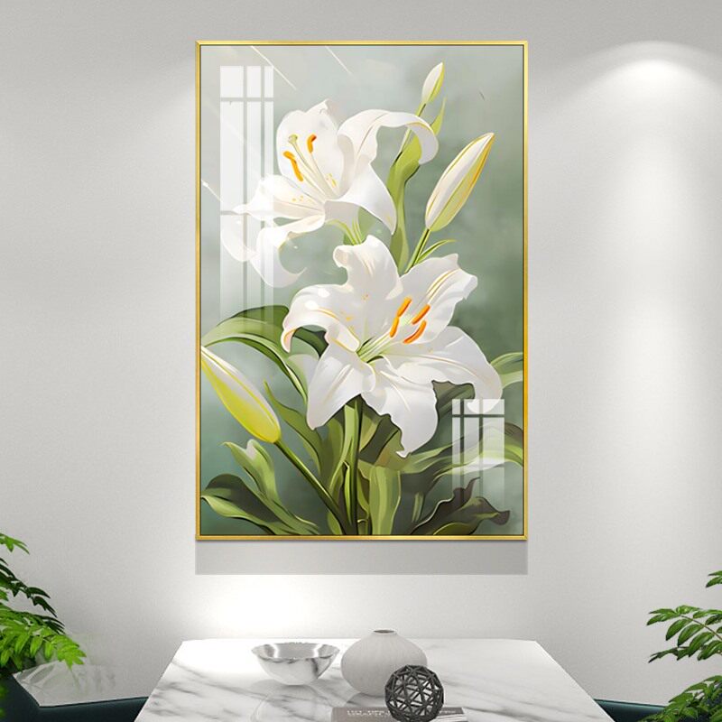 轻奢奶油风餐厅背景墙装饰画高级感单幅饭厅厨房过道挂画花卉壁画