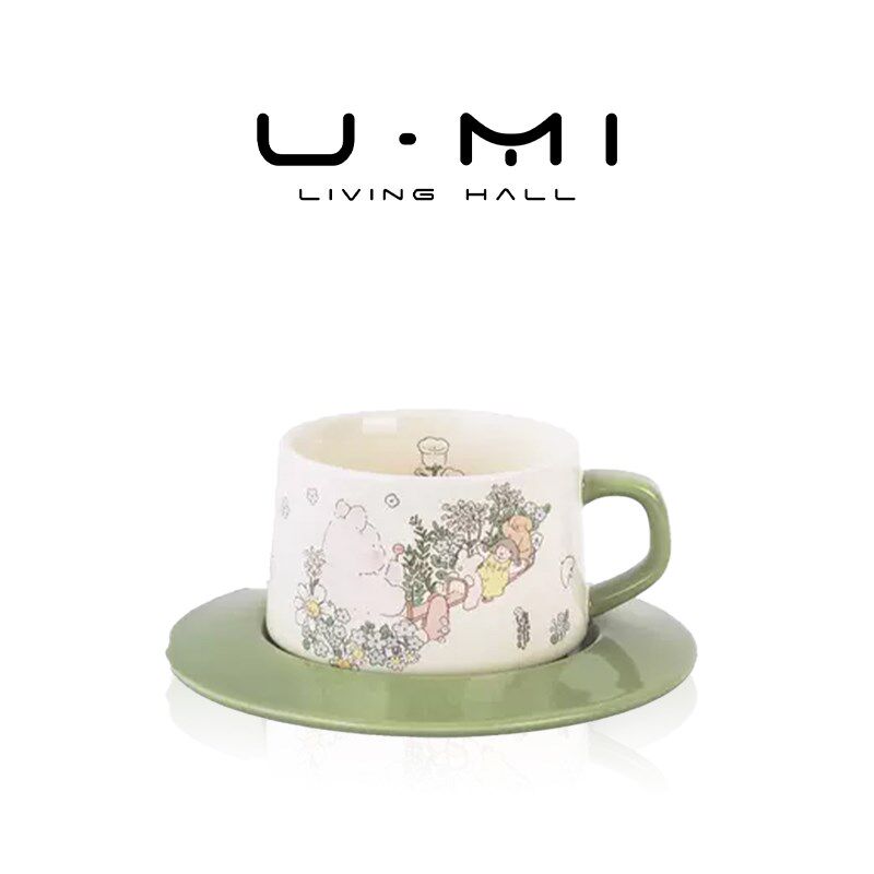 U Mi LIVING春日杯具咖啡杯碟套装陶瓷欧式高颜值挂耳下午茶杯