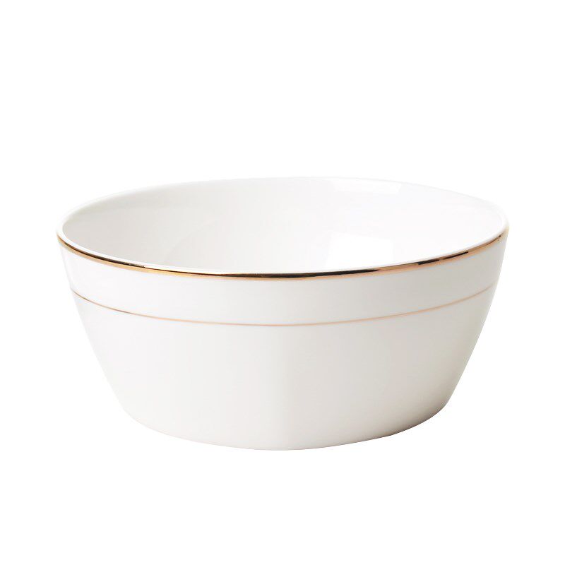 金边碗10只装 唐山白瓷餐具西式4.5英寸吃饭碗家用方形骨瓷碗面碗