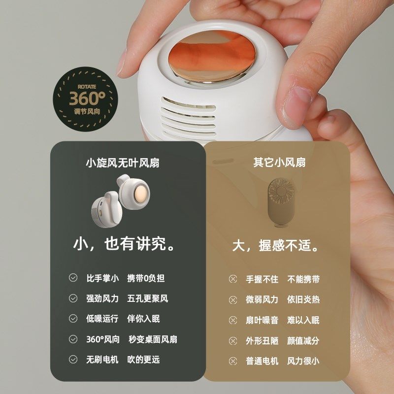 户外迷你夹太阳伞风扇雨伞无叶静音便携小可夹在遮阳伞上固定折叠