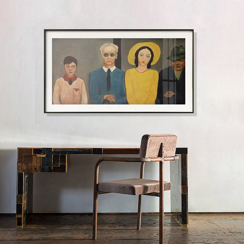 餐厅横幅挂画工业风会客厅墙上装饰画人物挂画酒店样板间展厅墙画